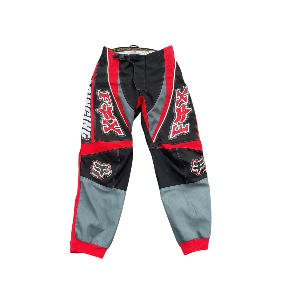 Fox 180  28" Waist Youth Racing Pants Red Black White Gray